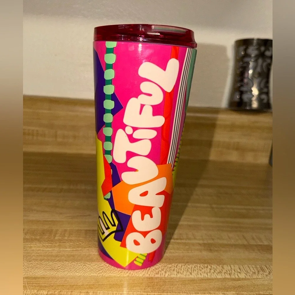 Starbucks Vibrant Pink beautiful tumbler, 16 oz, she x this tumbler coffee